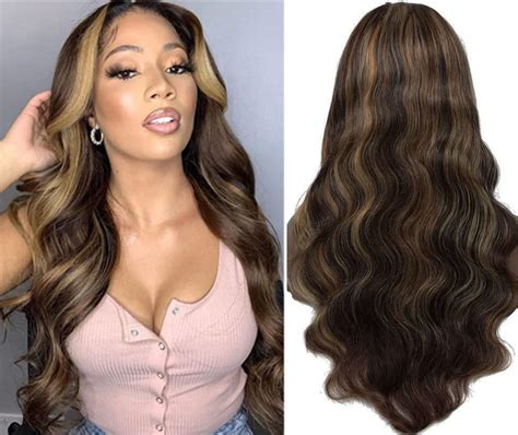 Ombre Brown Highlight Human Hair Wig Body Wave Braizlian Remy Hair Wigs 430 4x4