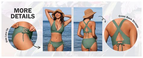 Amazon Cupshe Bikini Set For Women Two Piece Swimsuit V Neck Triangle Top Wide Straps Cross