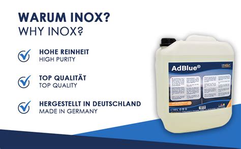 INOX Adblue 10 Liter für Diesel Motoren Hochreine Harnstofflösung