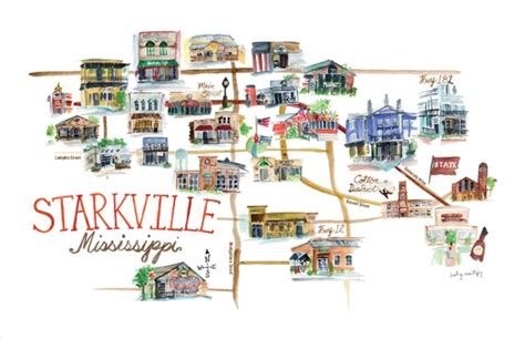 Starkville Mississippi Culinary Map 11 X 14 Print - Etsy