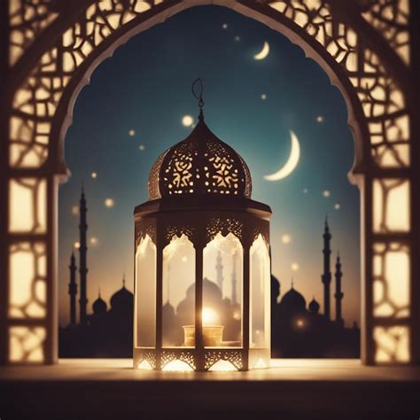 Premium Photo Eid Al Fitr Poster Template With Lantern And Mosque