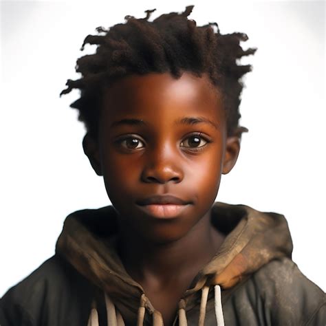 Retrato de un niño africano aislado sobre un fondo blanco en blanco