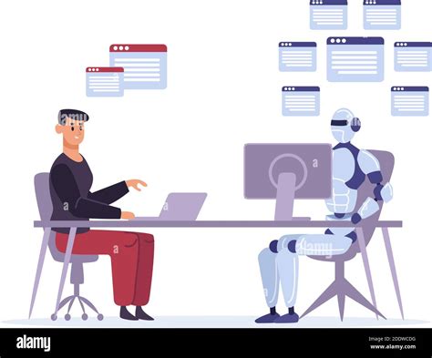 Robot Versus Human At Work Multitasking Artificial Intelligence Doing