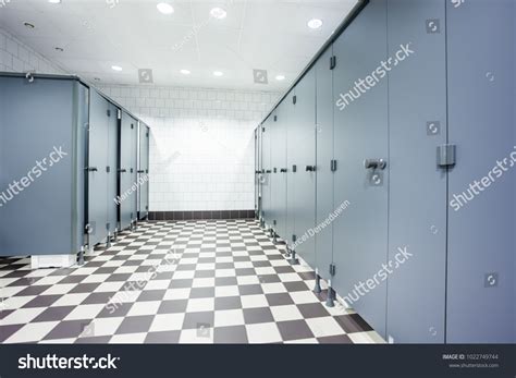 Public Building Womans Toilets Whit Gray Stock Photo