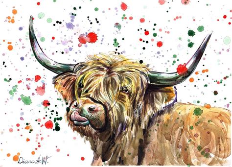 Highland Moo Cow By Diana Aleksanian Artfinder