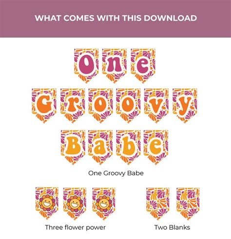 Printable One Groovy Babe Girl Birthday Party Banner Template Etsy