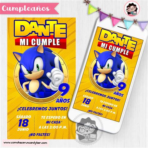 Invitación Digital Sonic Como hacer un Candy bar Tienda de Kits e