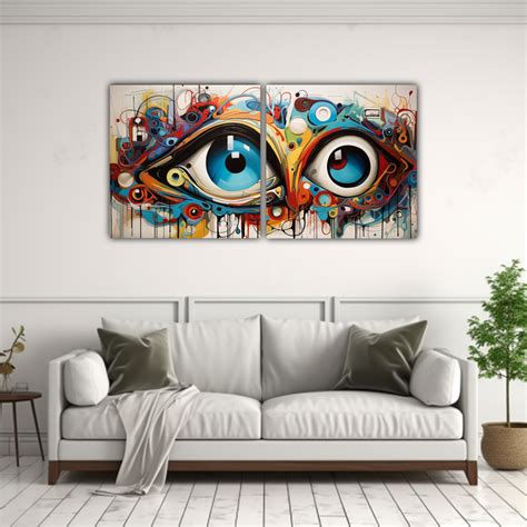 Cuadro Decorativo Abstracto De Líneas Finas Con Ojos Compra Online