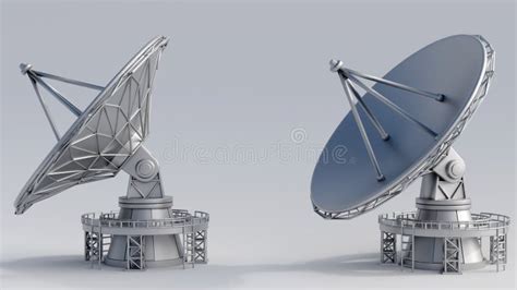 Isolated Parabolic Satellite Dish Antenna In The White Background Stock