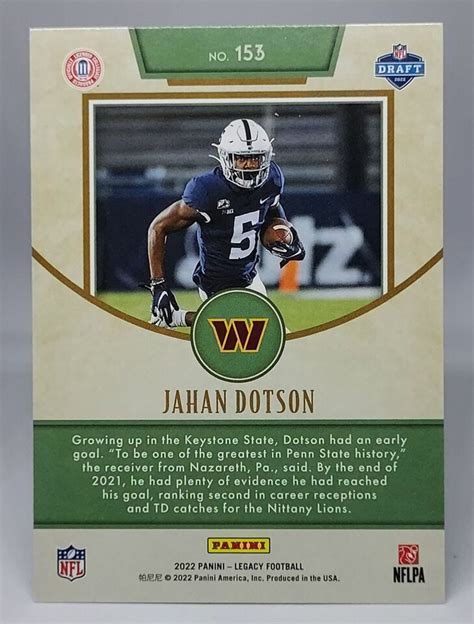 Panini Legacy Jahan Dotson Rookie Rc Ebay