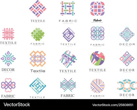 Textile Fabric Decor Logo Design Set Tailor Vector Image