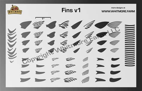 Fins v1 Assortment Fishing Lure Airbrush Stencil - Whitmore Farm