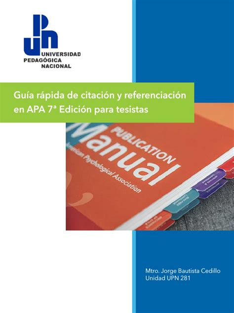 Guía Rápida De Citación Y Referenciación En Apa 7 Edición Para Tesistas