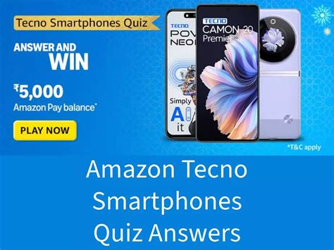 Amazon Tecno Smartphones Quiz Answers Win 5000 Amazon Pay Balance