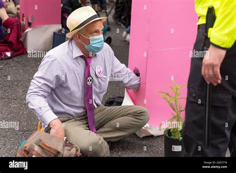 Extinction Rebellion Protest Against Climate Change Elderly Man In A