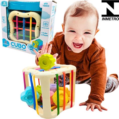 Brinquedo Sensorial 1 Ano - Kit brinquedos para bebe 1 ano Cubo educativo sensorial de atividades ...