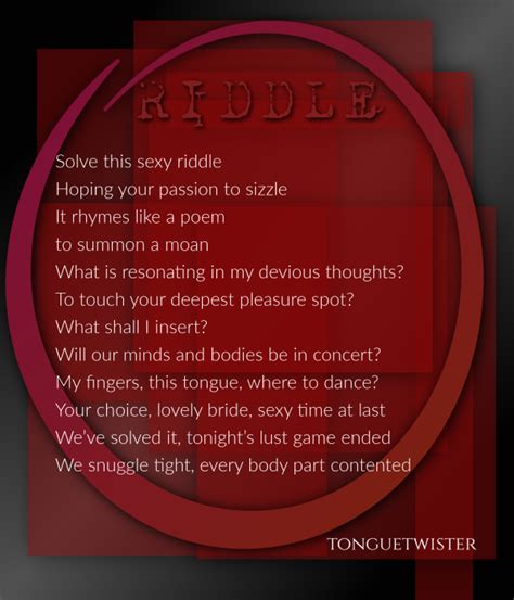 Sexy Riddle Tongue Twister Poetry For All Seasons And Emotions