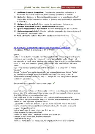 Word Avanzado Recopilacion De Preguntas De Examenes Pdf