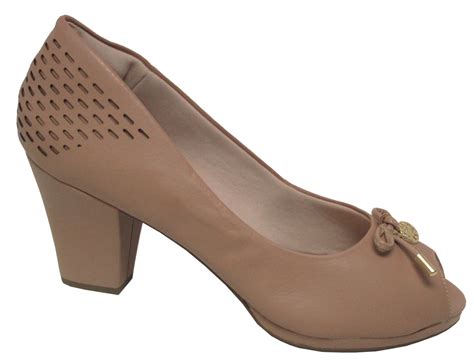 Peep Toe Feminino Tamanho Grande Anaflex B Nude Dtalhe