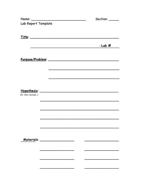 Lab Report Worksheets