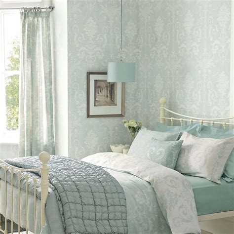 Laura Ashley Josette Duck Egg Wallpaper Duck Egg Blue Bedroom Duck