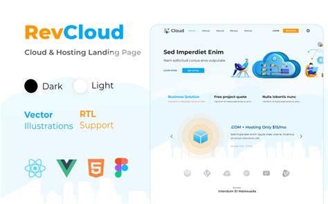 RevCloud Plantilla de página de destino HTML React Vue y Figma de