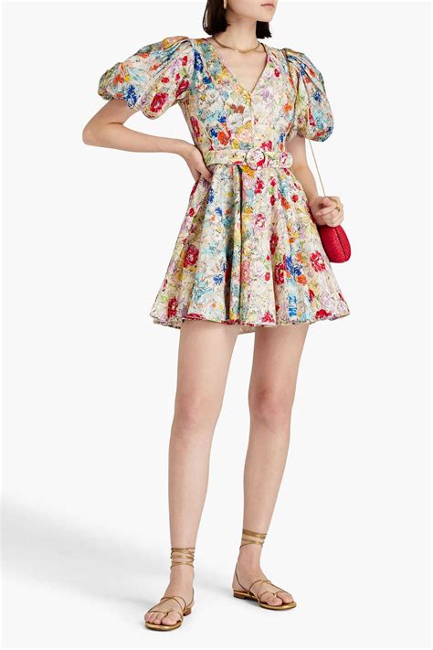 Zimmermann Belted Floral Print Linen Mini Dress The Outnet