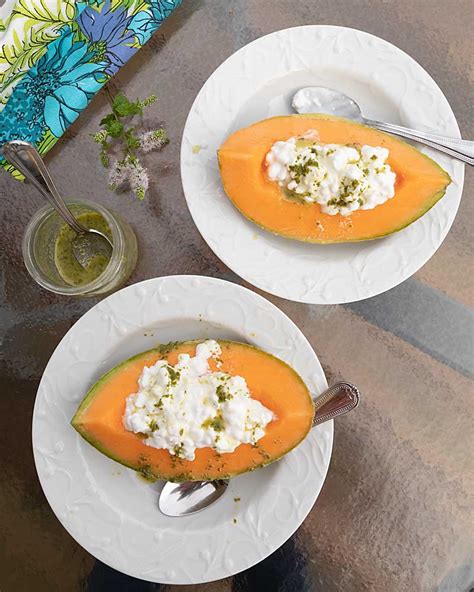 Cantaloupe With Cottage Cheese And Mint Art Of Natural Living