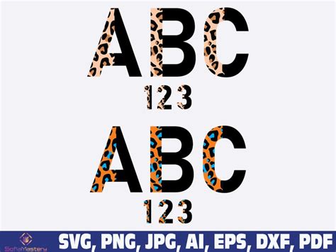 Half Leopard Font Svg Leopard Cheetah Half Print Font Letters Etsy