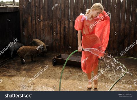 Sexy Nude Blonde Blue Eyes Red Stock Photo Shutterstock