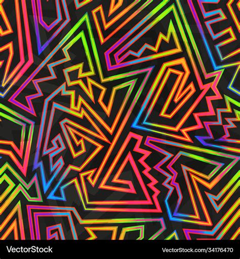 Bright Neon Geometric Seamless Texture Royalty Free Vector