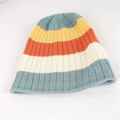 Merino Wool Stripe Beanie Huayu