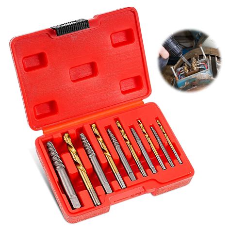 Kannino 10 Piece Screw Extractor Set And Left Hand Drill Bits Set