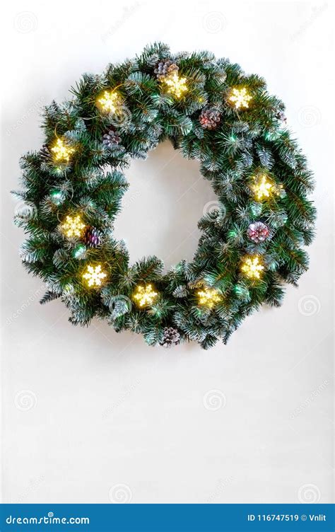 Christmas Wreath with Lights Stock Image - Image of color, hang: 116747519