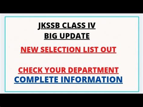 Jkssb Class Iv Latest Update Jkssb Class Iv New Selection List