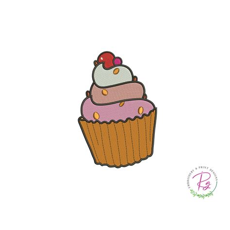 Mini Cupcake Machine Embroidery Embroidery Designs Cherry Etsy