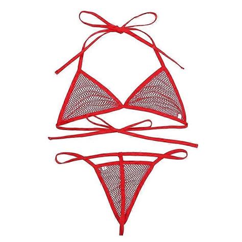 Women See Through Sexy Micro Mini Bikini Bra Top G String Thong Underwear Swimming Suit Female
