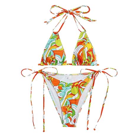 Trends Women S String Two Piece Halter Top Triangle Bikini Set With Bottom Swimsuit Bathing