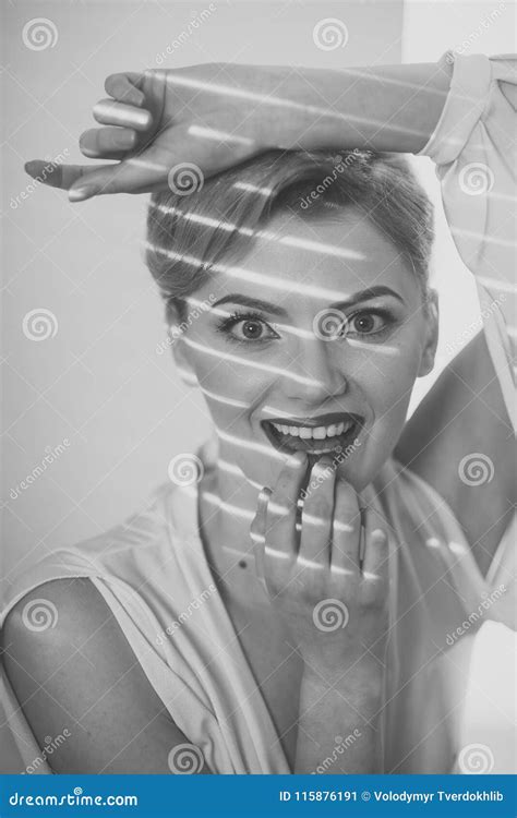 Lady With Blonde Hair And Beautiful Smile Stock Image Image Of Makeup Hairstyle 115876191