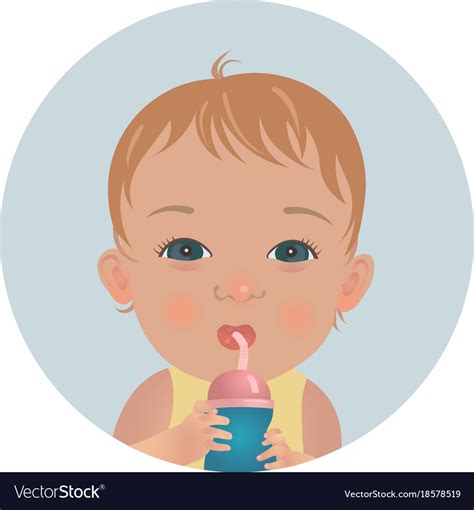 Baby with bottle of milk drinking toddler emoji Vector Image