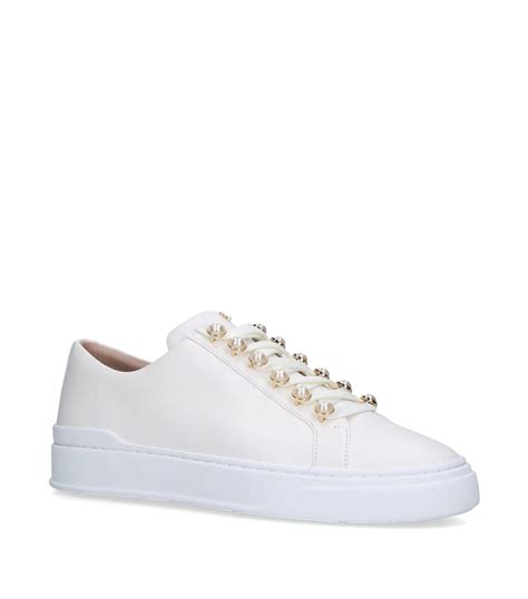 Stuart Weitzman Leather Excelsa Pearl Sneakers In White Lyst