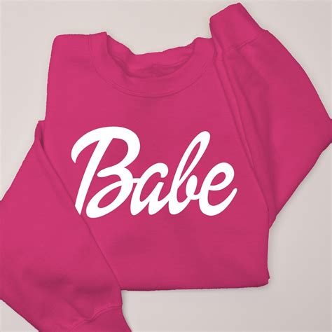 Cursive Doll Babe Logo Sweatshirt Babe Sweatshirt Valentine S Day Crewneck Babe Crewneck
