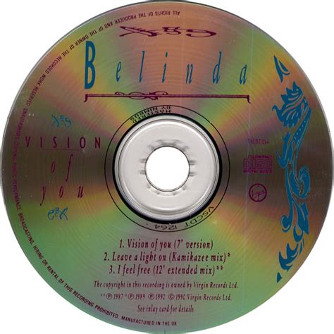 Car Tula Cd De Belinda Carlisle Vision Of You Cd Single Portada