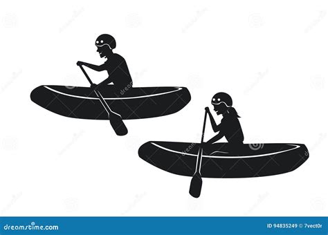 Man And Woman Rafting Stock Vector Illustration Of Silhouette 94835249