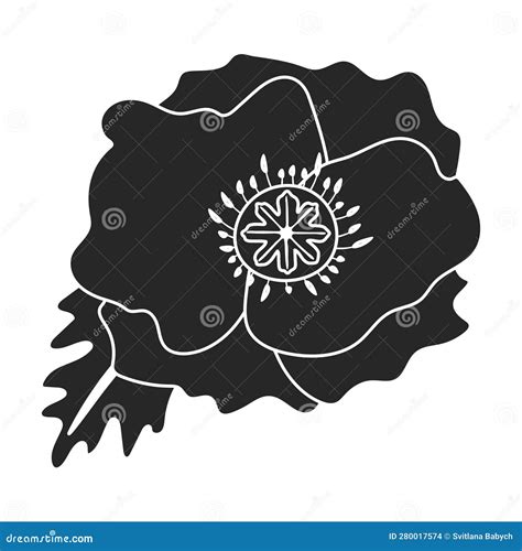 Icono Negro Vector De Flor De Amapola Ilustraci N Vectorial Amapola