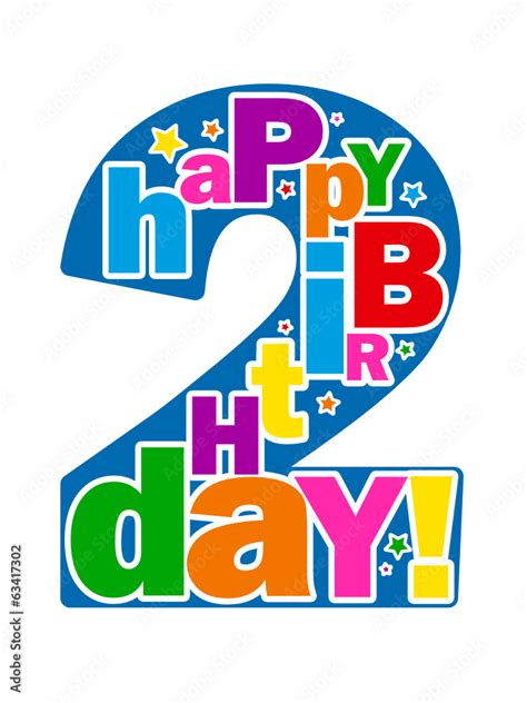 Happy 2nd Birthday Card Second Two Years Old Youre 2 Today Stock