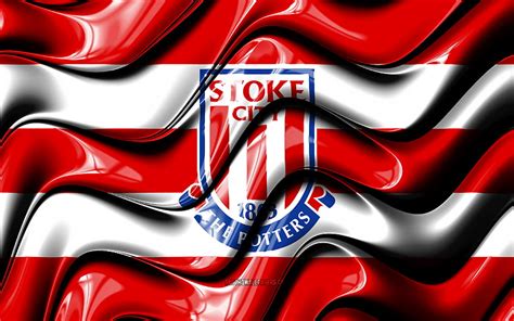 Stoke City Fc Flag Red And White 3d Waves Efl Championship English