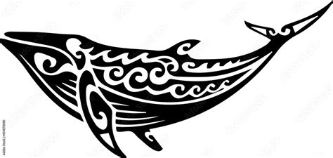 Humpback Whale tattoo tribal stylised maori design. Polynesian simple ...