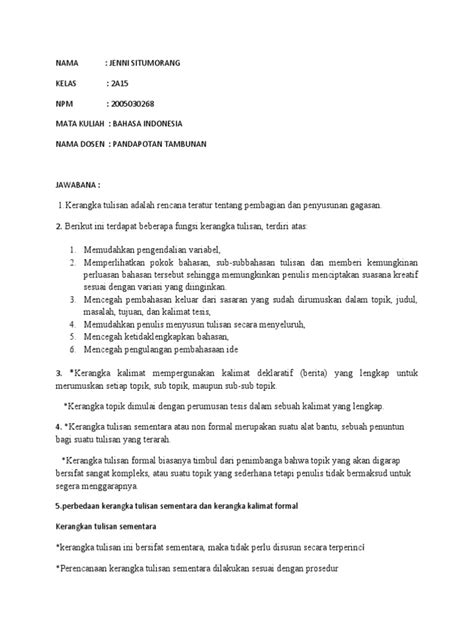 Kerangka Tulisan Pdf