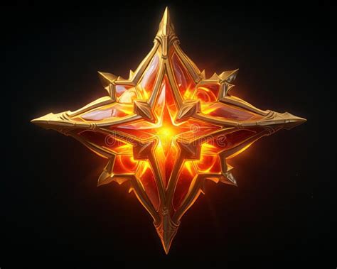 A Golden Star with Flames Coming Out of it Stock Illustration